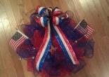 patriotic deco mesh wreath in blue and red