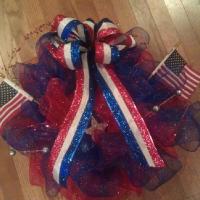 Patriotic Wreath With Twin Flags